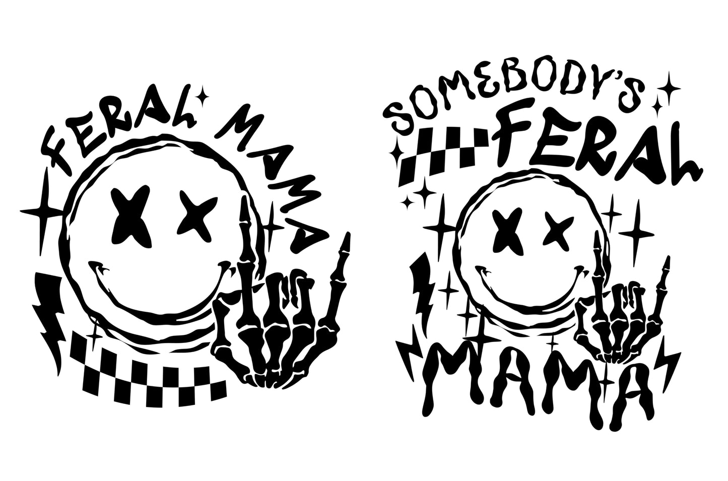 Feral Mama "Someone’s Feral Mama" DTF Transfer - Full Front and Back Image - Available in Black and Pink