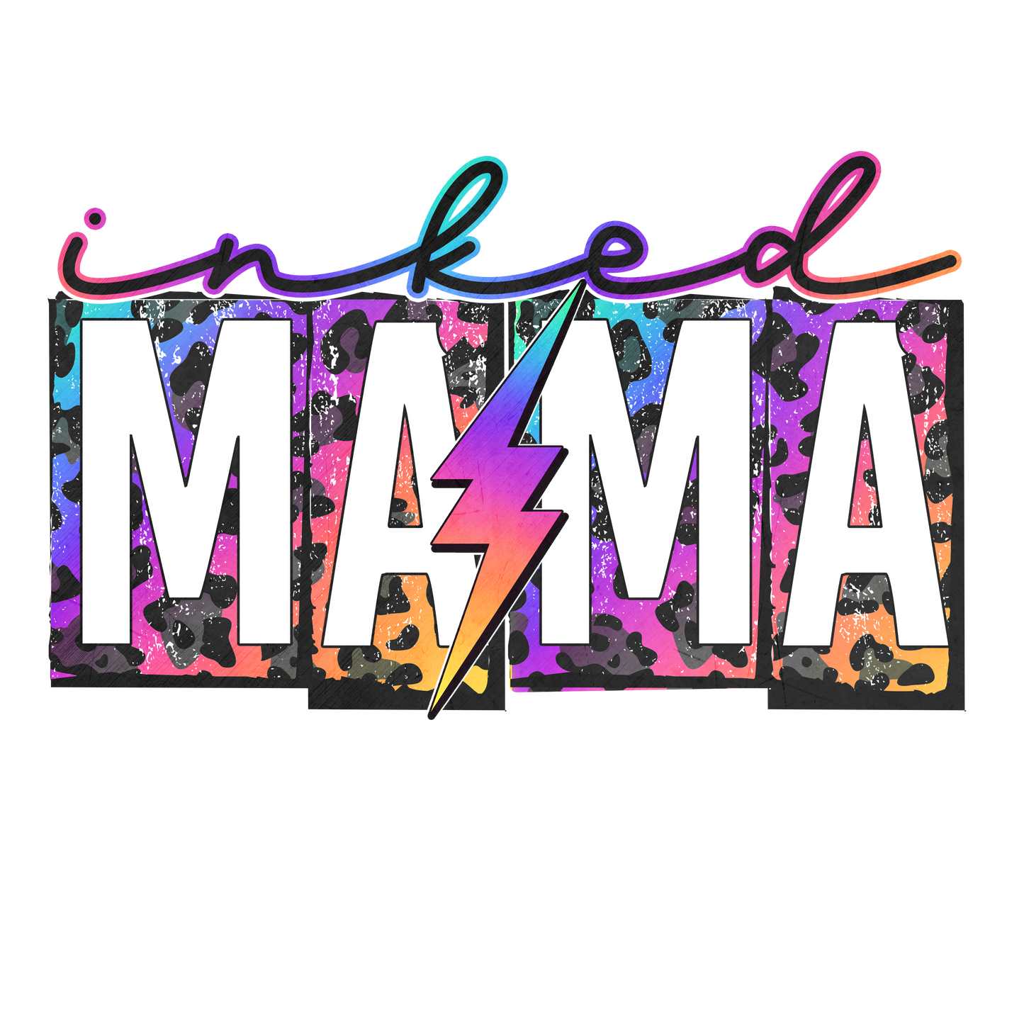 Inked Mama DTF Transfer - Colorful Design with "Inked" Text